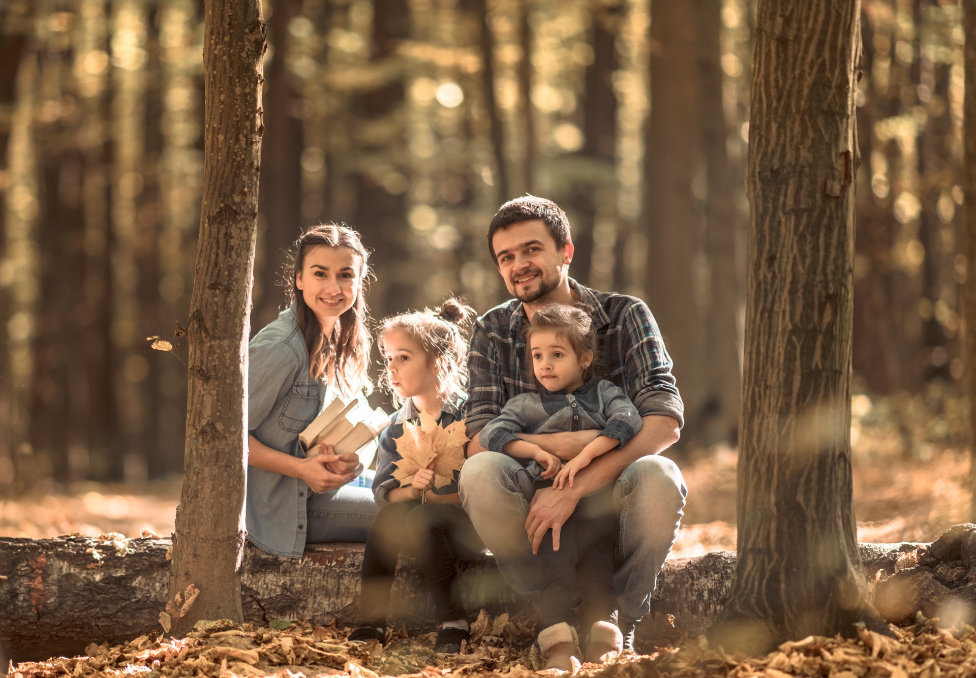 Familia en el bosque